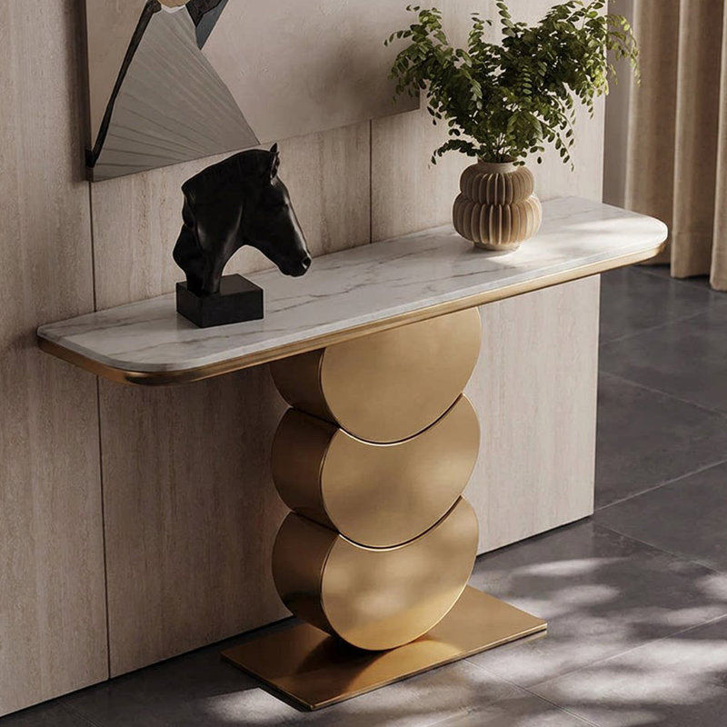 Marble Top Console Table, 33.5" H x 47.2" W x 13.8" D