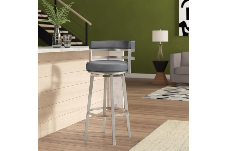 Top Leather Gray Bar Stools