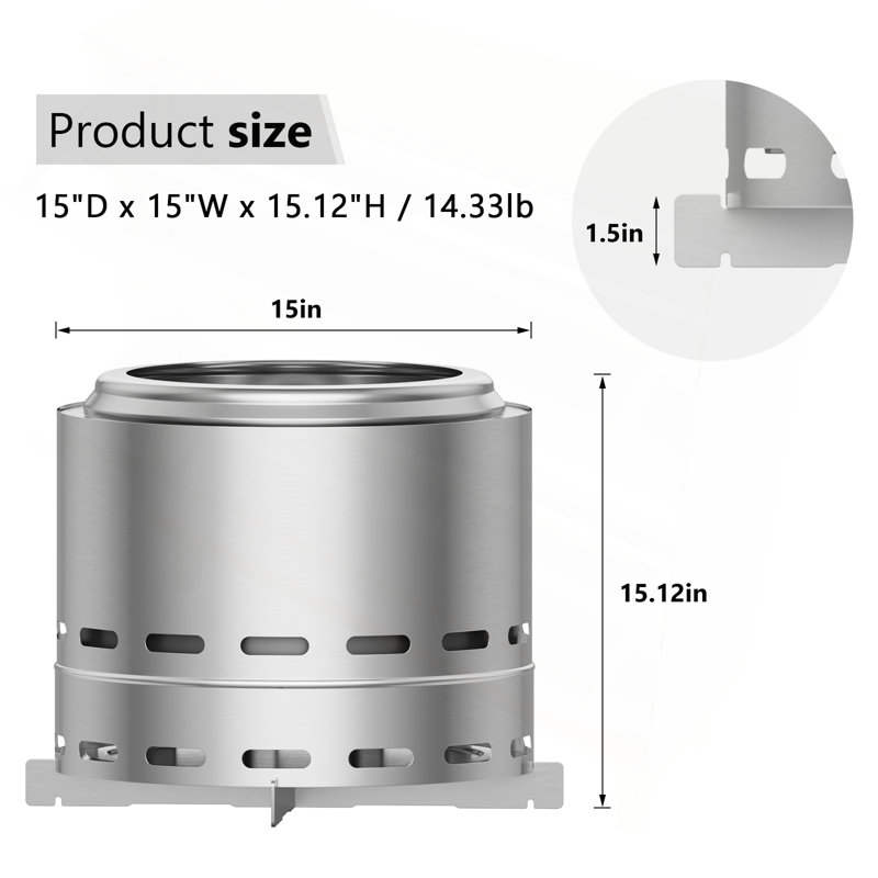 Portable Outdoor Firepit for Camping and Patio with Advanced Features, 15.12" H x 15" W x 15" D