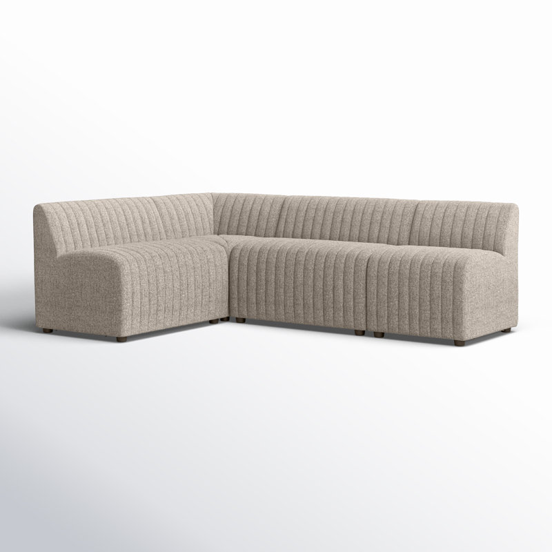 Augustine Modular Sectional, Beige Polyester,  31.5" H x 91.5" W x 66.5" D