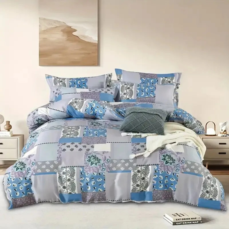 Ensemble d'édredon toutes saisons 3 pièces pour grand lit, comprenant 1 édredon et 2 taies décoratives, styles et couleurs variés
