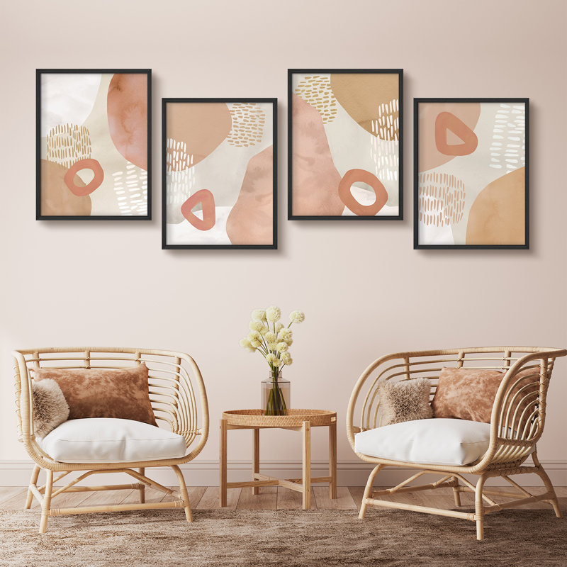 «Modern Abstract Pink Tan, Noir, H 14 po x l 11 po