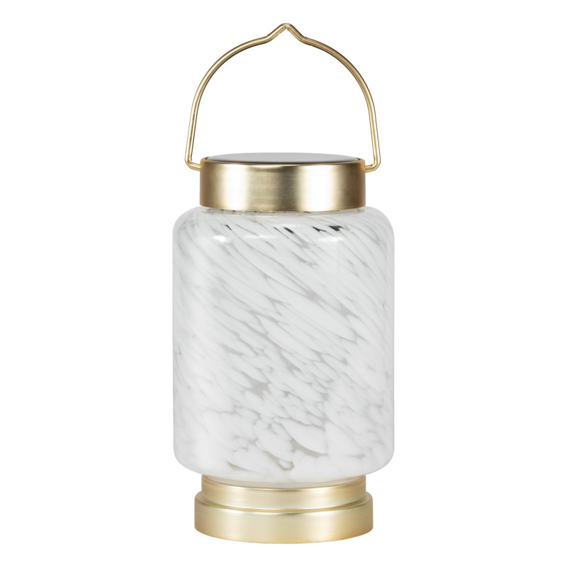 7.8'' White Glass Solar LED Outdoor Lantern