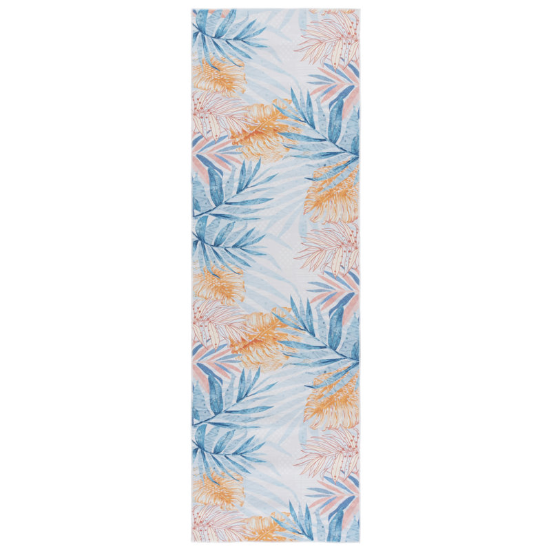 Tapis bleu clair / beige Malibu 841, Tapis de couloir 2 pi 6 po x 8 pi