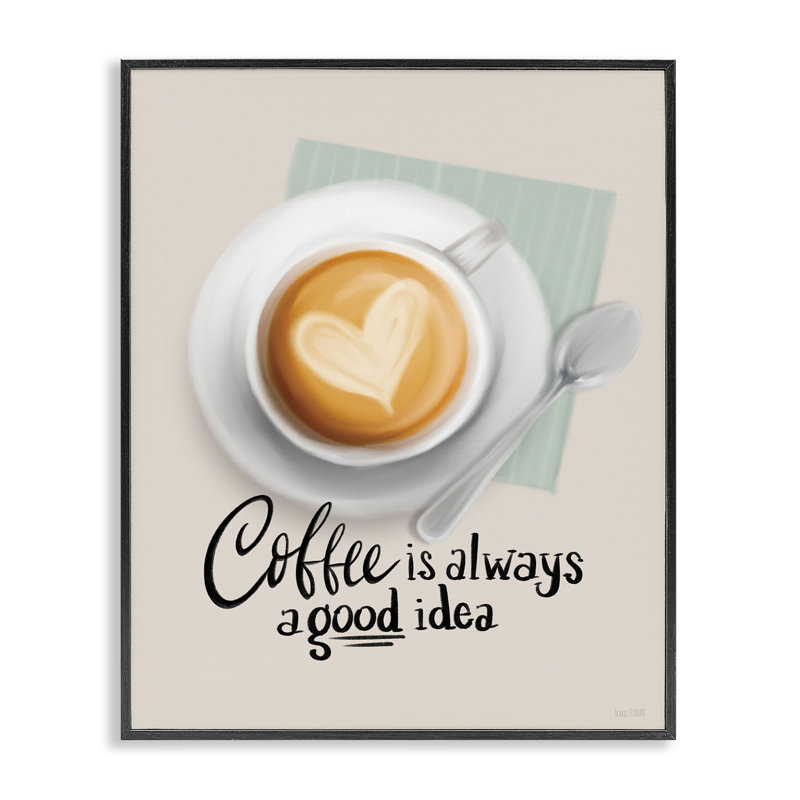 «Coffee Always Good Idea», estampe numérique par House Fenway, Giclée encadrée noir minuit, H 14 po x l 11 po