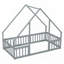 Lit simple en bois en forme de maison avec clôture, garde-corps, gris-1312983078-1312983082