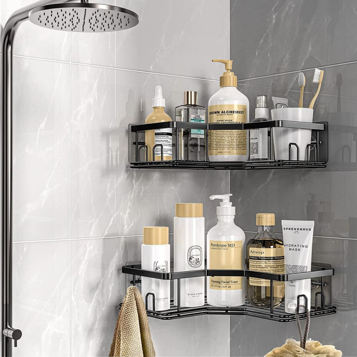 KINCMAX Shower Caddy Bathroom Shelf, No Drilling Traceless Adhesive Rack