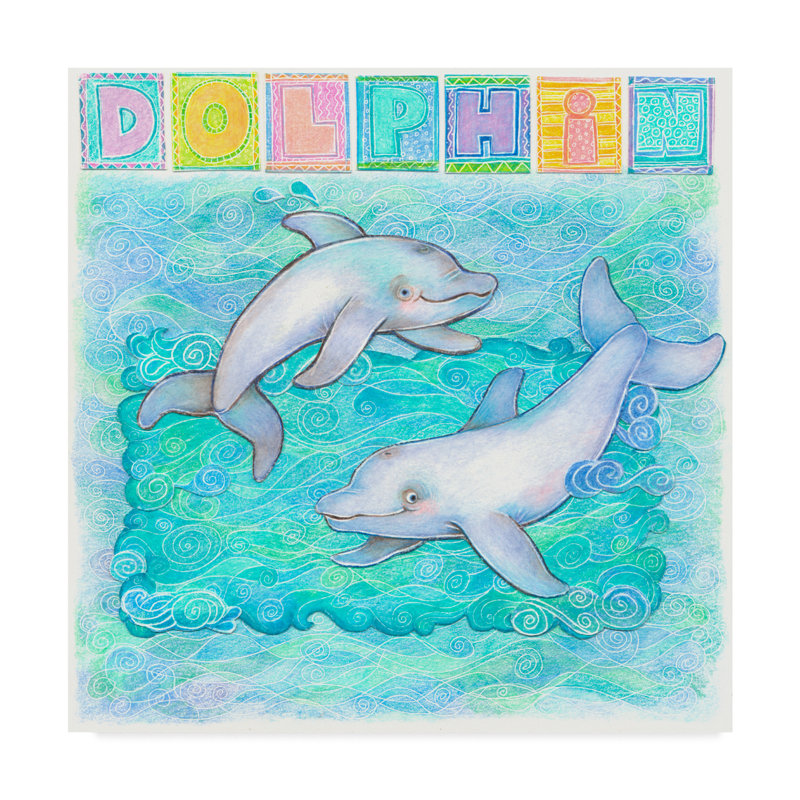 « dauphin ludique », art sur toile, H 14 po x l 14 po x P 2 po