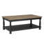 Table basse Ginie, 2 tons noir rustique, bois d'hévéa brun, 48 pouces