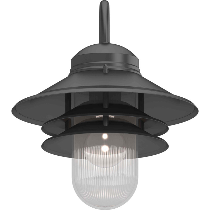 1-Light Outdoor Black Polypropylene Outdoor Wall Lantern with Prismatic Lens , Black