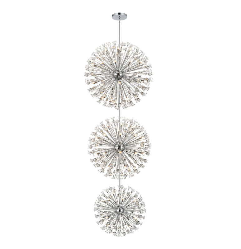Lustre Spoutnik à niveaux 100 lumières en cristal Behrens, Chrome