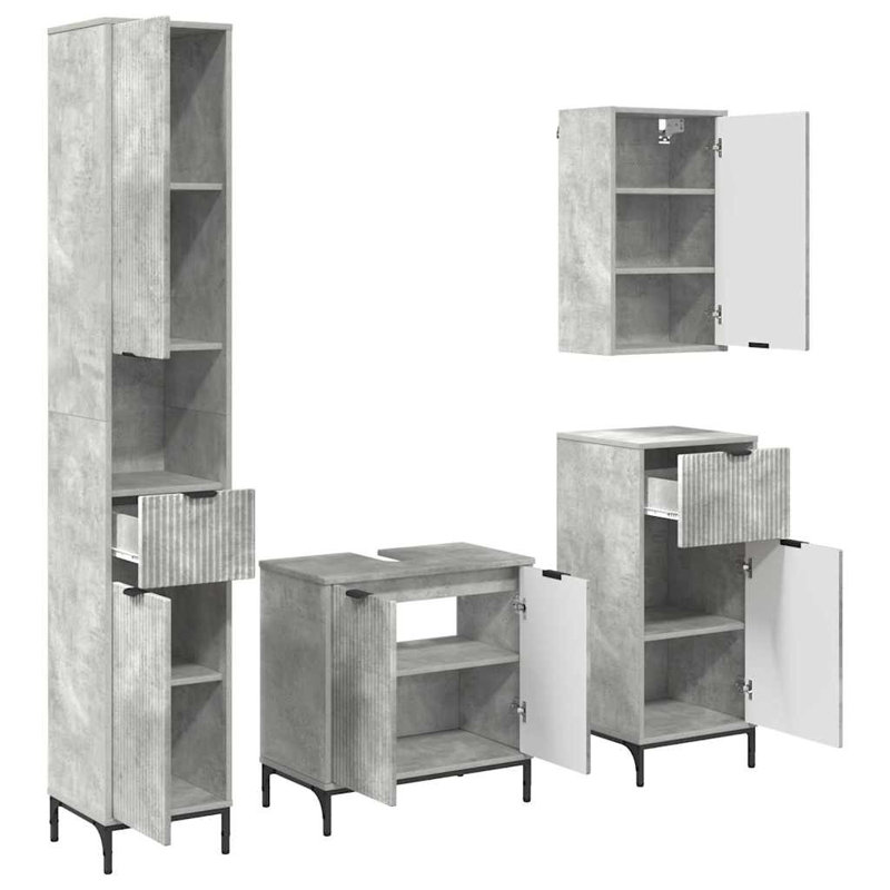 60.5cm Bathroom Vanity Base Only, Concrete Grey