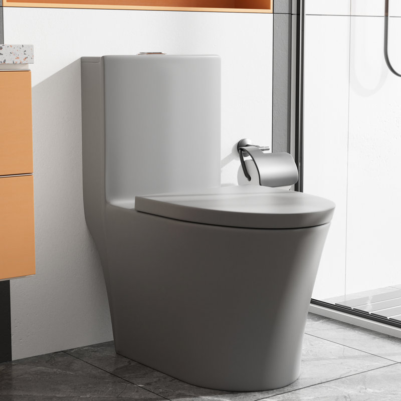 Grey Porcelain Dual Flush Toilet - 1.1/1.6 , Soft Close Seat, 2" Fully Glazed Matte With Porcelain, 360 Degree Flushing, Gray