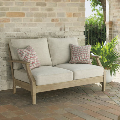 Arikka 55.5'' Wide Straight Eucalyptus Loveseat with Cushions