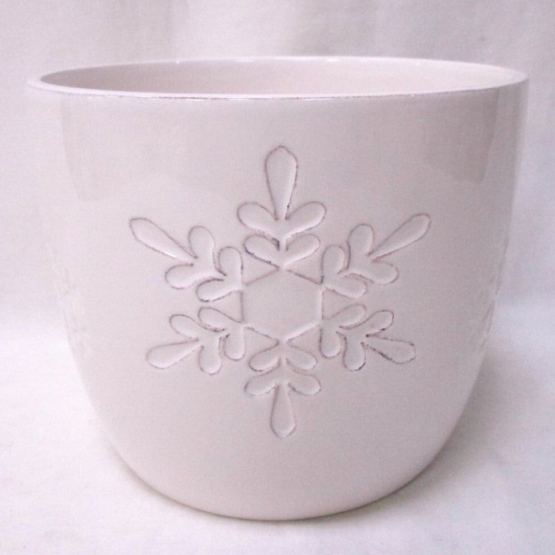 Imprinted Snowflake White Planter