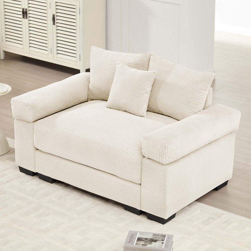 54,5 pouces ergonomiques en velours côtelé doux surdimensionné avec 1 repose-pieds, facile à assembler pour le salon, Green