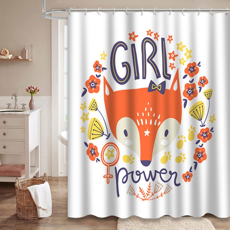 Rideau de douche avec 12 crochets Cute Girl, L 72 po x l 78 po