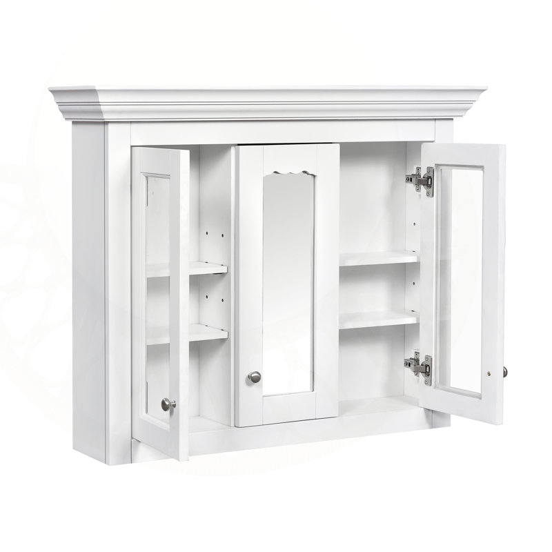 Armoire à pharmacie murale de 35 pouces avec miroir et 5 tablettes réglables, parfaite pour les petites salles de bain et les décors modernes