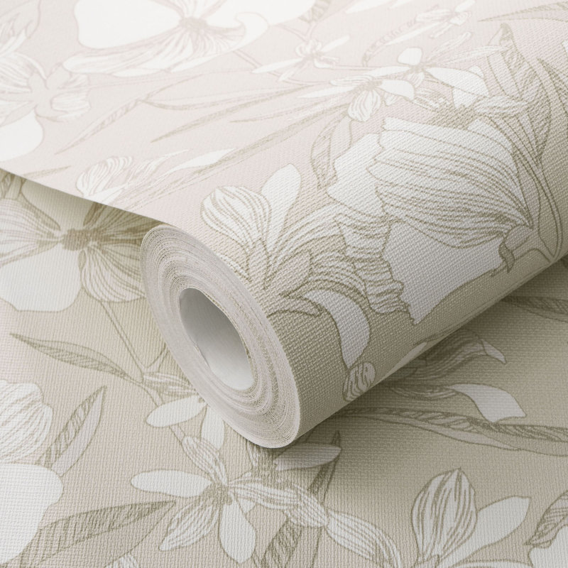 Papier peint floral, Beige