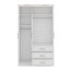 Modern Wardrobe Armoire With LED Lighting, Glass Doors, Drawers, Gold Handles