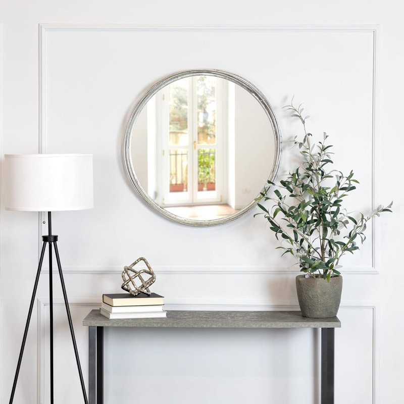 Modern Round Jocelyn Wall Mirror, Silver