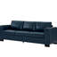 Bleu marine 93,7 po à 3 places recouvert de cuir PU respirant, accoudoir carré avec porte-gobelet, rangement et coussin en mousse à ressorts confortable, housse de coussin amovible qui recouvre un large revêtement en cuir,