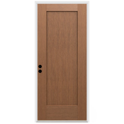 Fir Grain Fiberglass 1 Panel Shaker Exterior Door with 6-9/16" Jambs