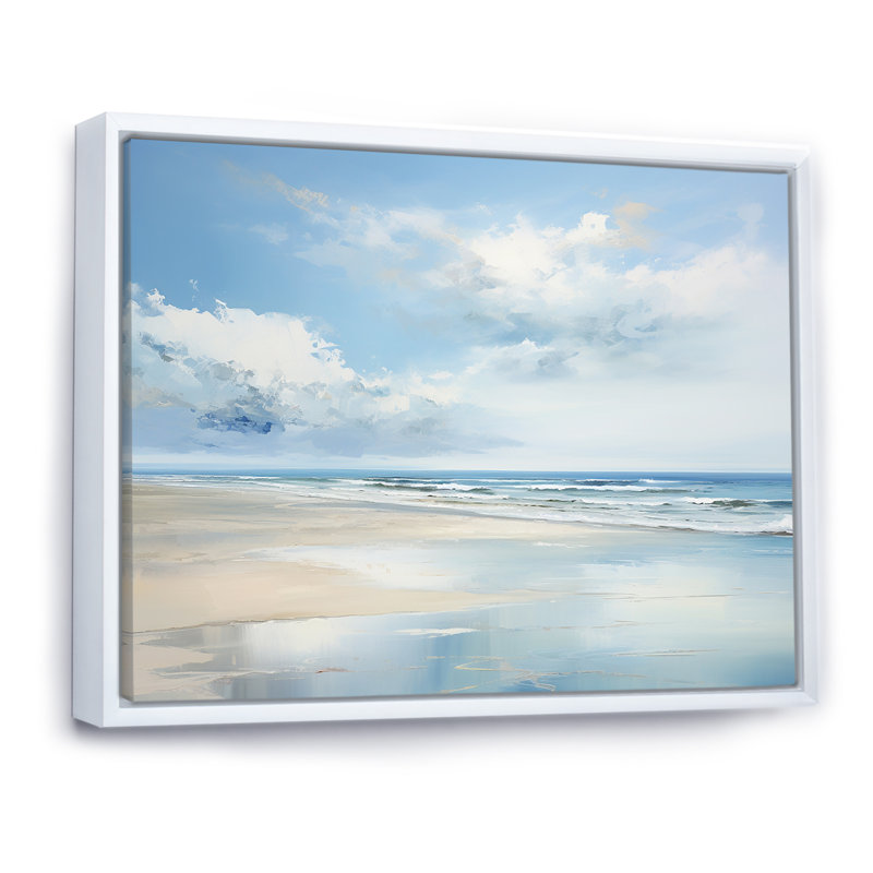 Popham - océan côtier, reproduction d'art sur toile encadrée, H 24 po x l 32 po x P 1 po, Cadre flottant blanc