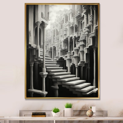 Reproduction sur toile grise surréaliste ascendante grise II