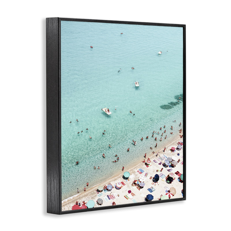 «Busy Beach View», art de la giclée encadrée par Sissi et Seb, Giclée encadrée noir minuit, H 14 po x l 11 po