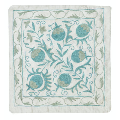 Housse de coussin traditionnelle en coton. Coussin brodé. Nouveau coussin décoratif. 18 x 19 po
