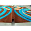 Tapis turquoise/brun tissé à la machine Melfa-24619502