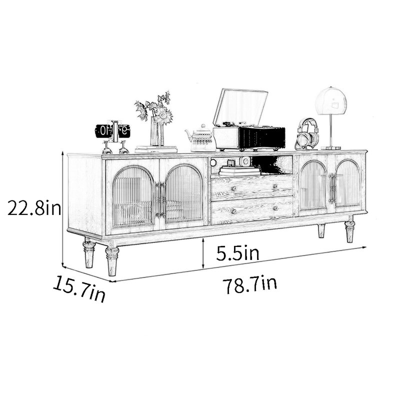 Meuble télé rétro, Blanc, 78.7"