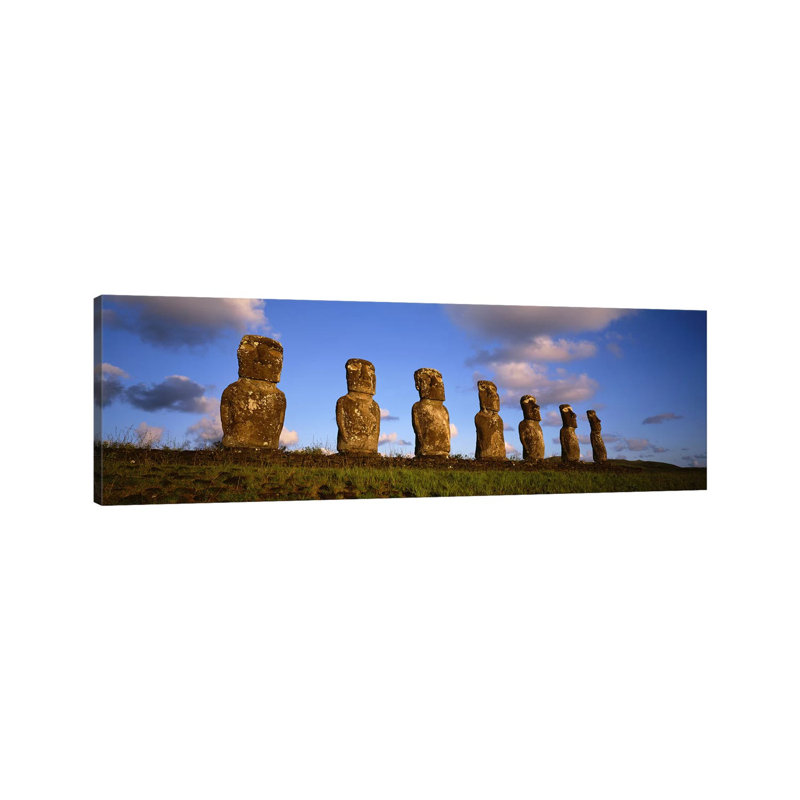 Ahu Akivi - Wrapped Canvas Panoramic Print, 30.48 cm H x 91.44 cm W x 1.91 cm D