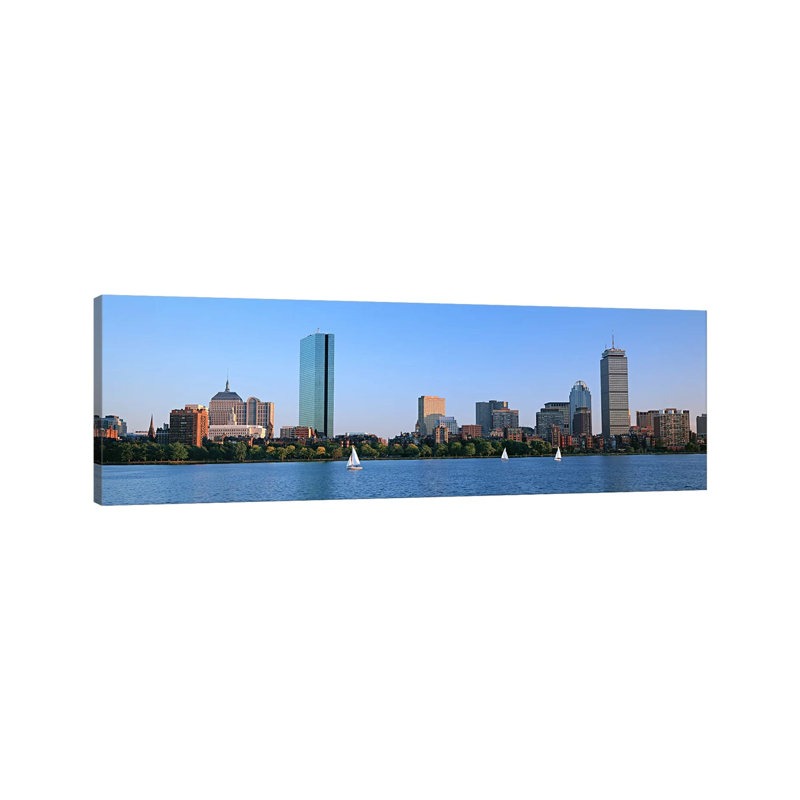 Buildings at the Waterfront, Back Bay, Boston, Massachusetts, USA 1 Piece Wrapped Canvas Panoramic Wall Art