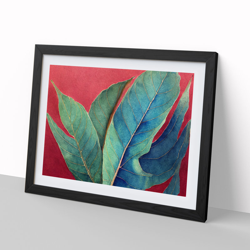 Majestic Leaf - Single Picture Frame Print, Black, 46cm H x 64cm W x 2cm D