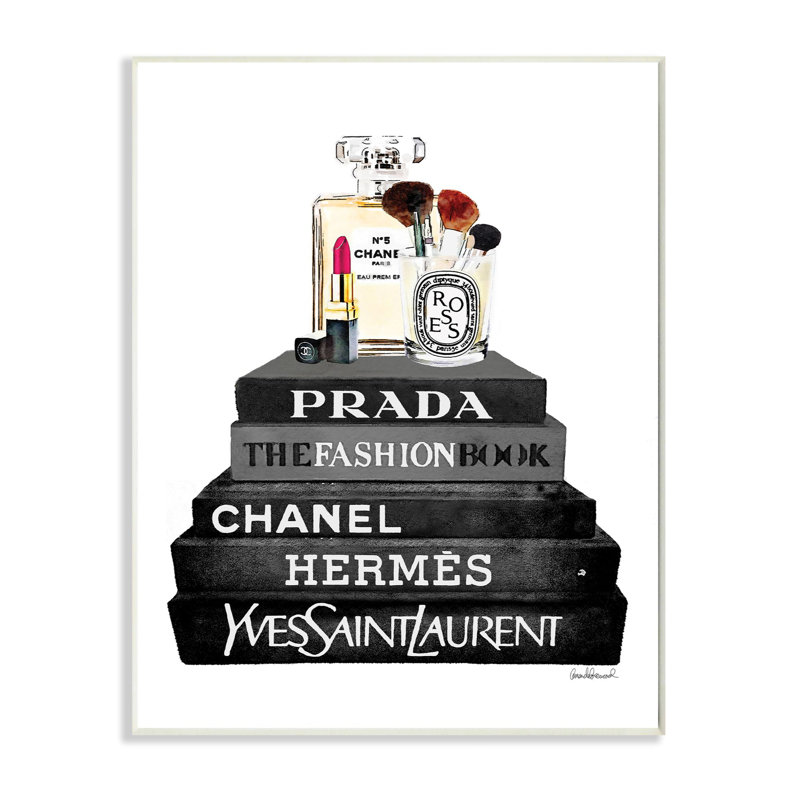 «Fashion Designer Makook Bookstack Black and White», impression, Plaque murale, H 19 po x l 13 po x P 0,5 po