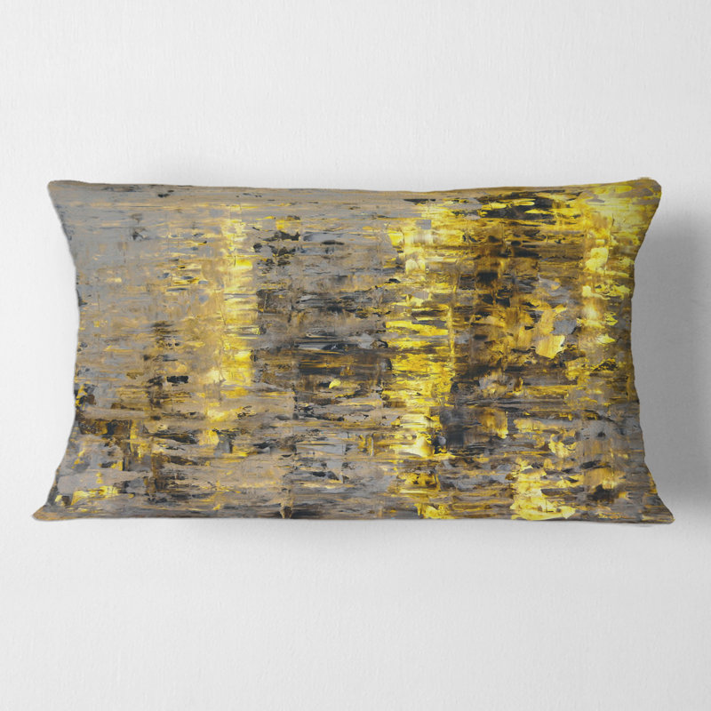Rectangle, jaune rencontre l'art abstrait gris II - coussin décoratif moderne