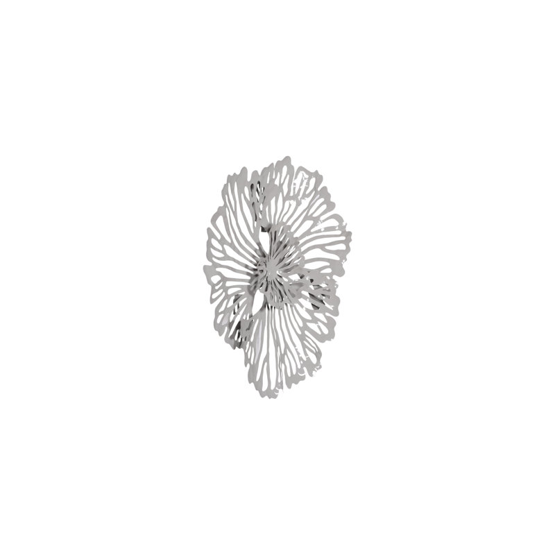 Extra Small Gray Metal Floral Wall Art