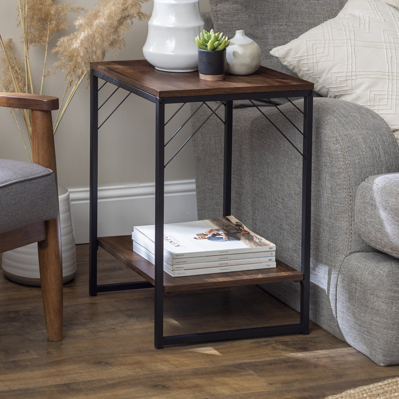Table de bout traîneau avec rangement Huckstep, Noyer foncé