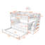 Lit superposé blanc - avec lit double et escalier, lit gigogne simple et escalier de rangement moderne-330263297
