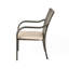 Chaises empilables pour l'extérieur, 4 pièces, résine brune, structure en fer, coussins d'eau, accoudoirs courbés, profondeur de 25,1 pouces, largeur de 30,06 po, hauteur de 35,47 po pour la terrasse, profondeur du produit, largeur, hauteur