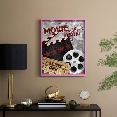 «Movie Night II», reproduction encadrée - bois massif