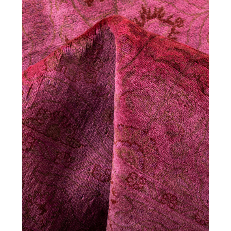Overdyed Hand-Knotted Wool Modern-Contemporary Pink Area Rug 3' 1" x 5' 1"