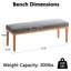 Banc de chaises de salle à manger moderne de 53 po, siège rembourré en tissu avec structure en bois massif pour table de cuisine, coin-repas et café, gris-1826073808