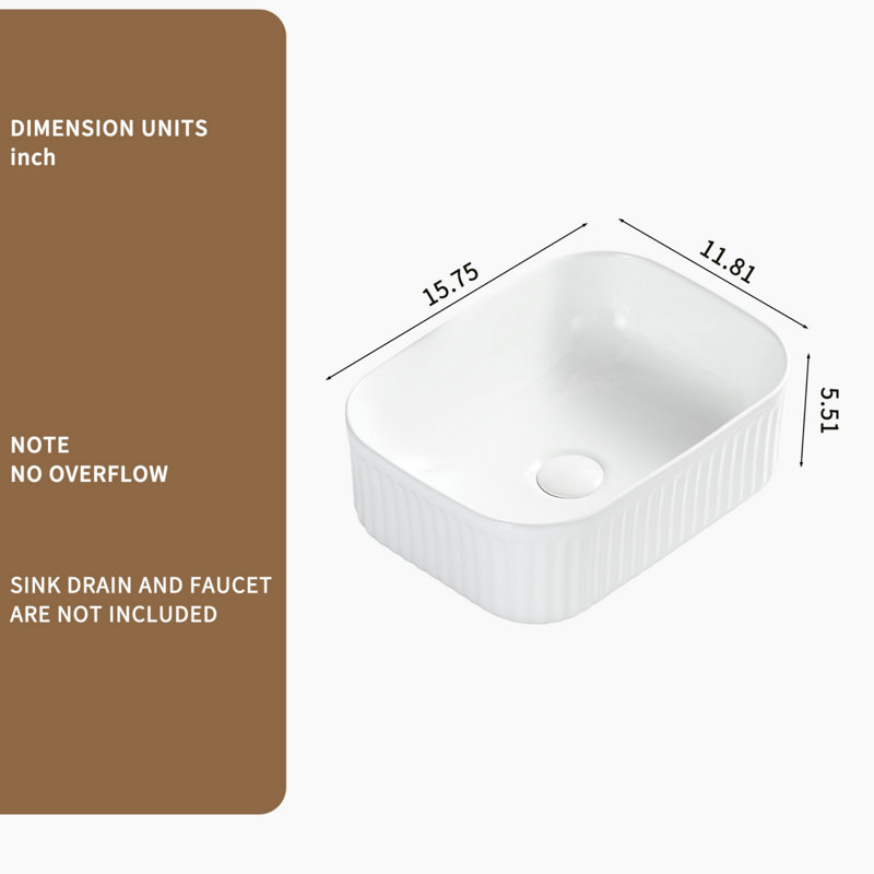 Bathroom Vessel Sink, Rectangle Small Sink