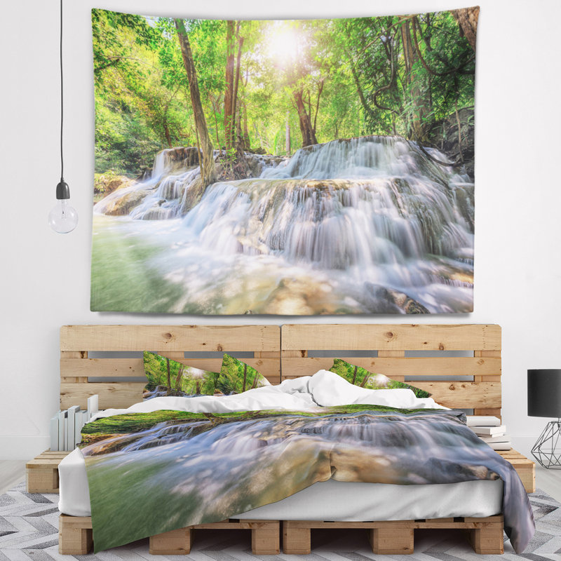 Photographie kanchanaburi cascade tapisserie, H 32 po x l 39 po