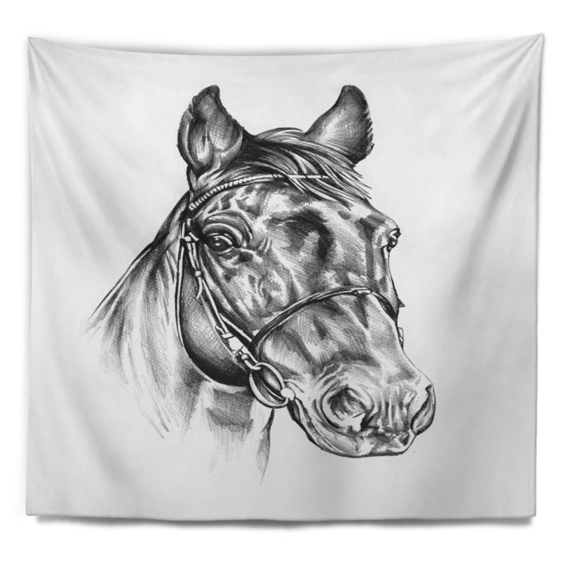 Dessin d'une tête de cheval, H 32 po x l 39 po