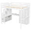 Lit mezzanine multifonctionnel avec armoire de bureau intégrée et escalier de rangement