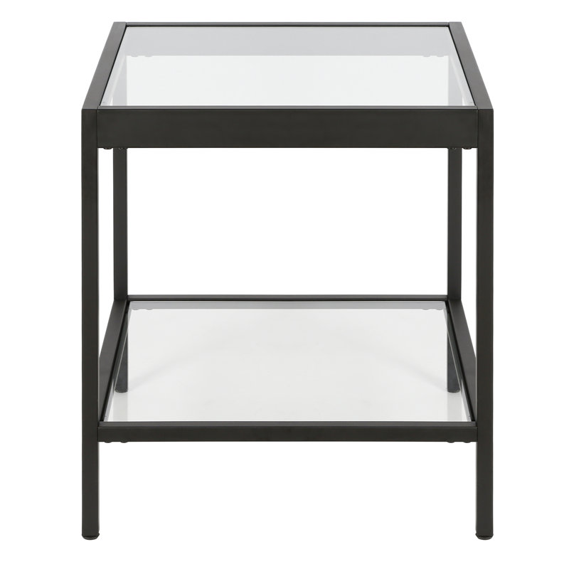 Alexis Glass Top End Table, Black